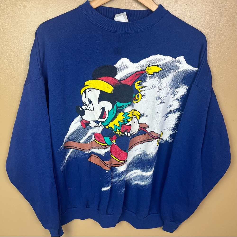 Vintage Mickey Unlimited Snow Ski Winter Crewneck Sweatshirt XL Made in USA